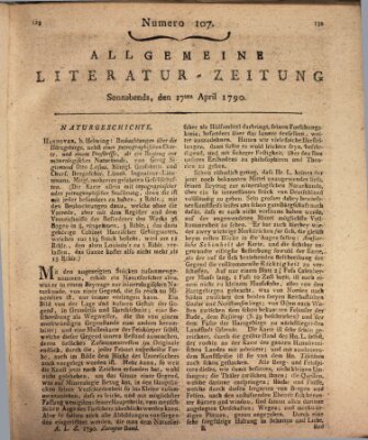 Allgemeine Literatur-Zeitung (Literarisches Zentralblatt für Deutschland) Samstag 17. April 1790