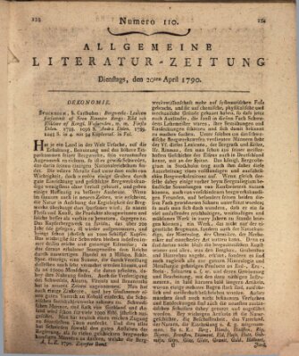 Allgemeine Literatur-Zeitung (Literarisches Zentralblatt für Deutschland) Dienstag 20. April 1790