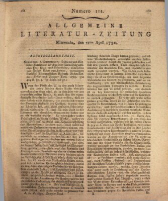 Allgemeine Literatur-Zeitung (Literarisches Zentralblatt für Deutschland) Mittwoch 21. April 1790