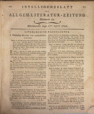 Allgemeine Literatur-Zeitung (Literarisches Zentralblatt für Deutschland) Mittwoch 21. April 1790