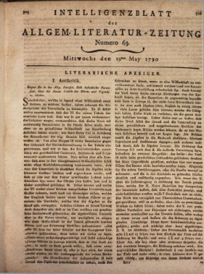 Allgemeine Literatur-Zeitung (Literarisches Zentralblatt für Deutschland) Mittwoch 19. Mai 1790