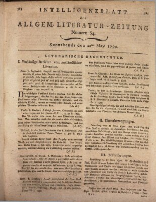 Allgemeine Literatur-Zeitung (Literarisches Zentralblatt für Deutschland) Samstag 22. Mai 1790