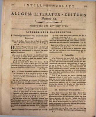 Allgemeine Literatur-Zeitung (Literarisches Zentralblatt für Deutschland) Mittwoch 26. Mai 1790