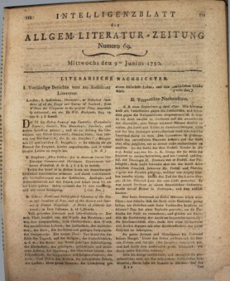 Allgemeine Literatur-Zeitung (Literarisches Zentralblatt für Deutschland) Mittwoch 9. Juni 1790