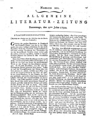 Allgemeine Literatur-Zeitung (Literarisches Zentralblatt für Deutschland) Donnerstag 15. Juli 1790