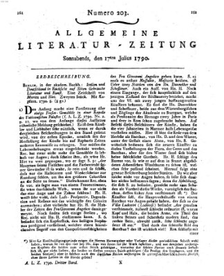 Allgemeine Literatur-Zeitung (Literarisches Zentralblatt für Deutschland) Samstag 17. Juli 1790