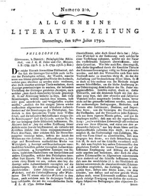 Allgemeine Literatur-Zeitung (Literarisches Zentralblatt für Deutschland) Donnerstag 22. Juli 1790