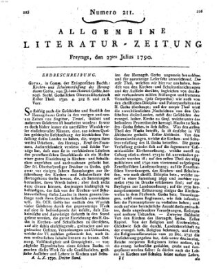 Allgemeine Literatur-Zeitung (Literarisches Zentralblatt für Deutschland) Freitag 23. Juli 1790