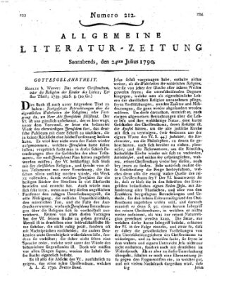 Allgemeine Literatur-Zeitung (Literarisches Zentralblatt für Deutschland) Samstag 24. Juli 1790