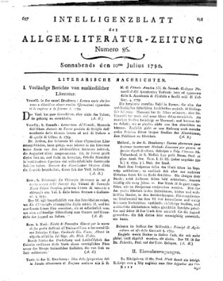 Allgemeine Literatur-Zeitung (Literarisches Zentralblatt für Deutschland) Samstag 10. Juli 1790