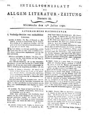 Allgemeine Literatur-Zeitung (Literarisches Zentralblatt für Deutschland) Mittwoch 14. Juli 1790