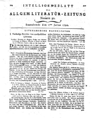 Allgemeine Literatur-Zeitung (Literarisches Zentralblatt für Deutschland) Samstag 17. Juli 1790