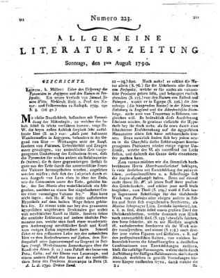 Allgemeine Literatur-Zeitung (Literarisches Zentralblatt für Deutschland) Sonntag 1. August 1790