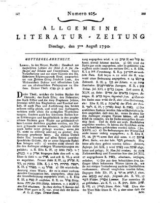 Allgemeine Literatur-Zeitung (Literarisches Zentralblatt für Deutschland) Dienstag 3. August 1790