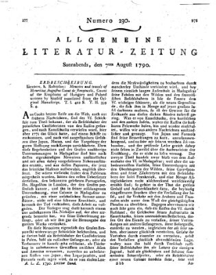 Allgemeine Literatur-Zeitung (Literarisches Zentralblatt für Deutschland) Samstag 7. August 1790