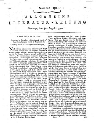 Allgemeine Literatur-Zeitung (Literarisches Zentralblatt für Deutschland) Sonntag 8. August 1790