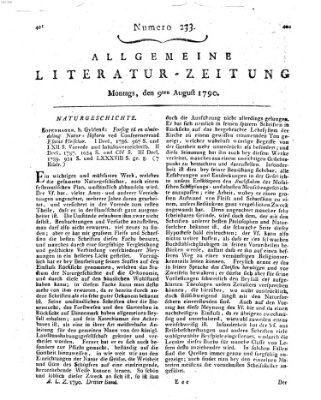 Allgemeine Literatur-Zeitung (Literarisches Zentralblatt für Deutschland) Montag 9. August 1790