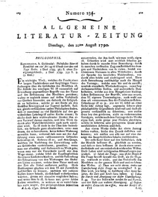 Allgemeine Literatur-Zeitung (Literarisches Zentralblatt für Deutschland) Dienstag 10. August 1790