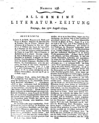 Allgemeine Literatur-Zeitung (Literarisches Zentralblatt für Deutschland) Freitag 13. August 1790