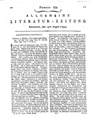 Allgemeine Literatur-Zeitung (Literarisches Zentralblatt für Deutschland) Samstag 14. August 1790