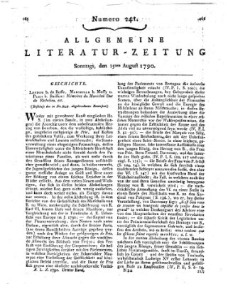 Allgemeine Literatur-Zeitung (Literarisches Zentralblatt für Deutschland) Sonntag 15. August 1790