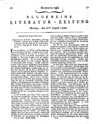 Allgemeine Literatur-Zeitung (Literarisches Zentralblatt für Deutschland) Montag 16. August 1790