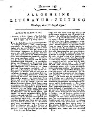 Allgemeine Literatur-Zeitung (Literarisches Zentralblatt für Deutschland) Dienstag 17. August 1790