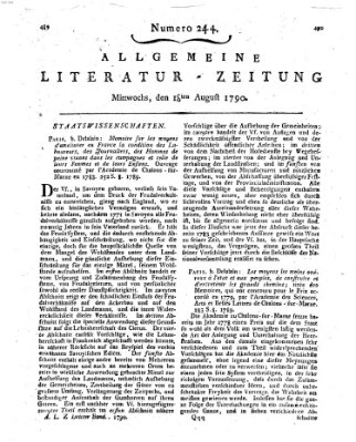 Allgemeine Literatur-Zeitung (Literarisches Zentralblatt für Deutschland) Mittwoch 18. August 1790