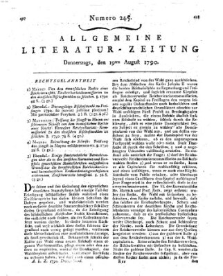 Allgemeine Literatur-Zeitung (Literarisches Zentralblatt für Deutschland) Donnerstag 19. August 1790