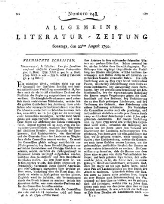 Allgemeine Literatur-Zeitung (Literarisches Zentralblatt für Deutschland) Sonntag 22. August 1790