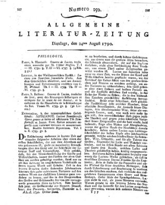 Allgemeine Literatur-Zeitung (Literarisches Zentralblatt für Deutschland) Dienstag 24. August 1790