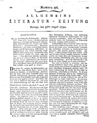 Allgemeine Literatur-Zeitung (Literarisches Zentralblatt für Deutschland) Montag 30. August 1790