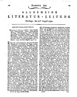 Allgemeine Literatur-Zeitung (Literarisches Zentralblatt für Deutschland) Dienstag 31. August 1790