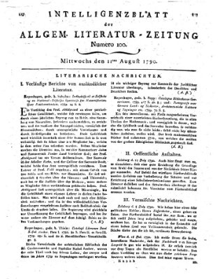 Allgemeine Literatur-Zeitung (Literarisches Zentralblatt für Deutschland) Mittwoch 11. August 1790