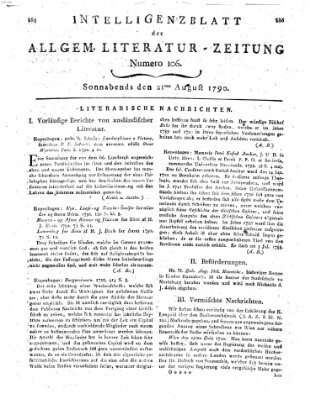 Allgemeine Literatur-Zeitung (Literarisches Zentralblatt für Deutschland) Samstag 21. August 1790