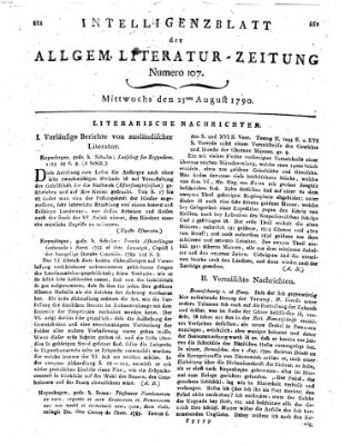 Allgemeine Literatur-Zeitung (Literarisches Zentralblatt für Deutschland) Mittwoch 25. August 1790