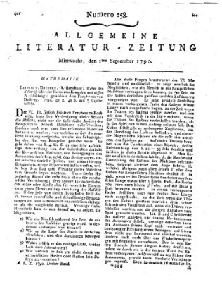 Allgemeine Literatur-Zeitung (Literarisches Zentralblatt für Deutschland) Mittwoch 1. September 1790