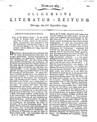 Allgemeine Literatur-Zeitung (Literarisches Zentralblatt für Deutschland) Montag 6. September 1790