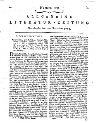 Allgemeine Literatur-Zeitung (Literarisches Zentralblatt für Deutschland) Samstag 11. September 1790