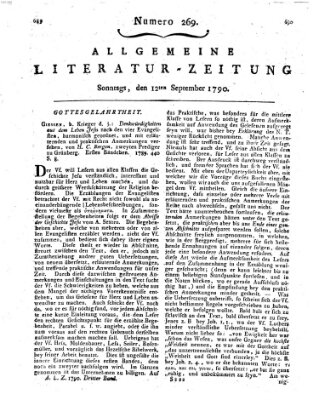 Allgemeine Literatur-Zeitung (Literarisches Zentralblatt für Deutschland) Sonntag 12. September 1790