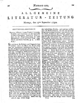 Allgemeine Literatur-Zeitung (Literarisches Zentralblatt für Deutschland) Montag 13. September 1790