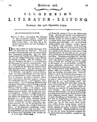 Allgemeine Literatur-Zeitung (Literarisches Zentralblatt für Deutschland) Sonntag 19. September 1790