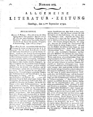 Allgemeine Literatur-Zeitung (Literarisches Zentralblatt für Deutschland) Dienstag 21. September 1790