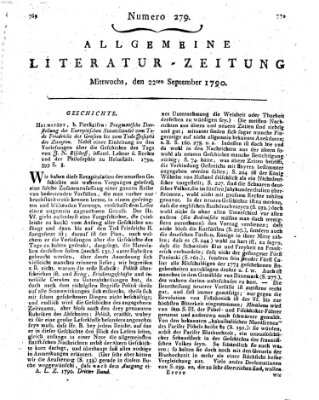 Allgemeine Literatur-Zeitung (Literarisches Zentralblatt für Deutschland) Mittwoch 22. September 1790