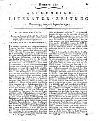 Allgemeine Literatur-Zeitung (Literarisches Zentralblatt für Deutschland) Donnerstag 30. September 1790