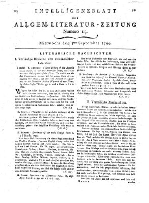 Allgemeine Literatur-Zeitung (Literarisches Zentralblatt für Deutschland) Mittwoch 8. September 1790