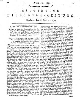 Allgemeine Literatur-Zeitung (Literarisches Zentralblatt für Deutschland) Dienstag 5. Oktober 1790