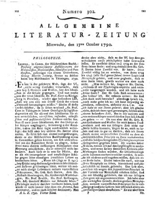 Allgemeine Literatur-Zeitung (Literarisches Zentralblatt für Deutschland) Mittwoch 13. Oktober 1790