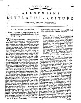 Allgemeine Literatur-Zeitung (Literarisches Zentralblatt für Deutschland) Samstag 16. Oktober 1790