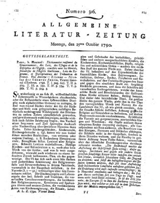 Allgemeine Literatur-Zeitung (Literarisches Zentralblatt für Deutschland) Montag 25. Oktober 1790